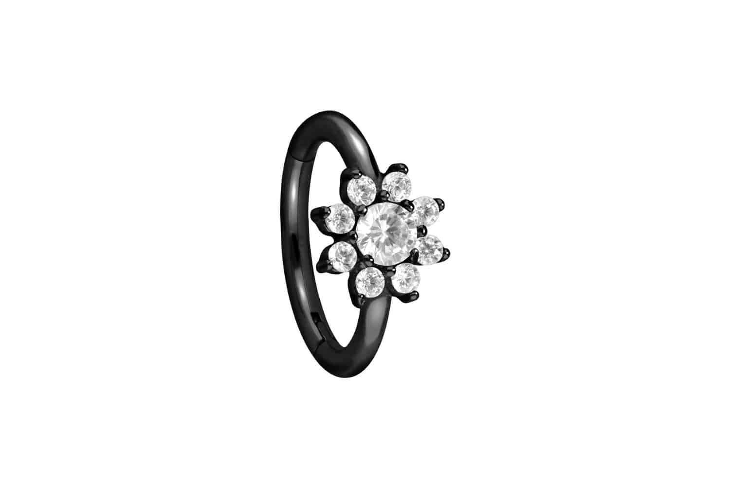 Chirurgenstahl Segmentring Clicker KRISTALLBLUME